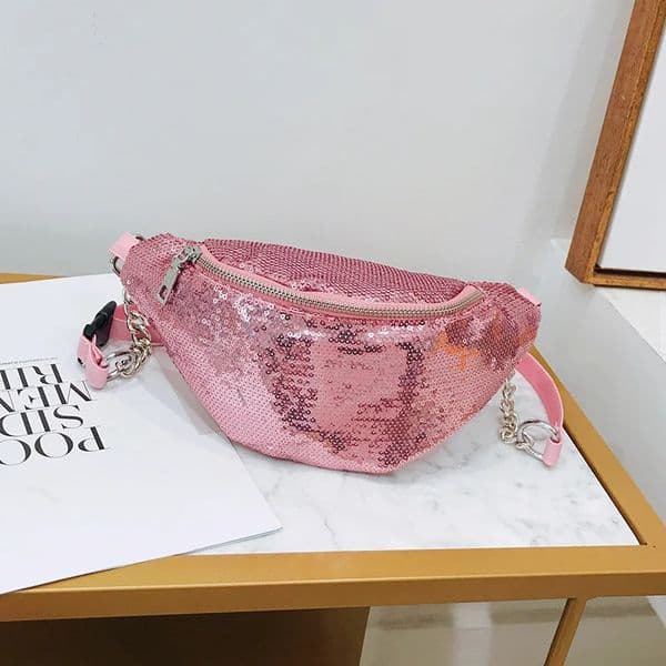 Womens Trendy Korean Edition Personalized Fashion Womens Chest Bag Womens Glitter Diagonal Cross Phone Bag 260527