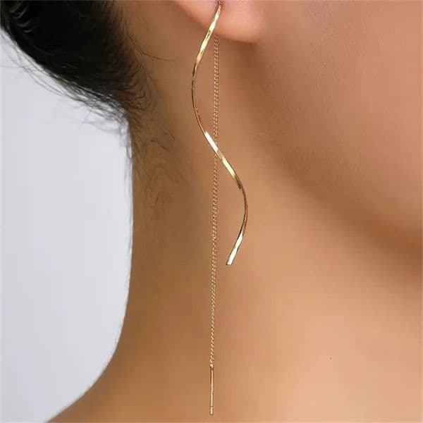 EVISPOL Stainless Steel Long Tassel Earrings For Women Elegant Simple Gold Color Drop Earring Stylish Jewelry Personality Gift 260526