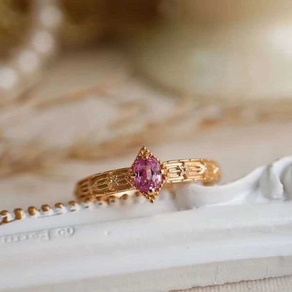 Light Luxury Pink Gemstone Rings for Women Vintage Palace Style Gift High Quality and Exquisite Engagement Ring Wedding Jewelry L260527