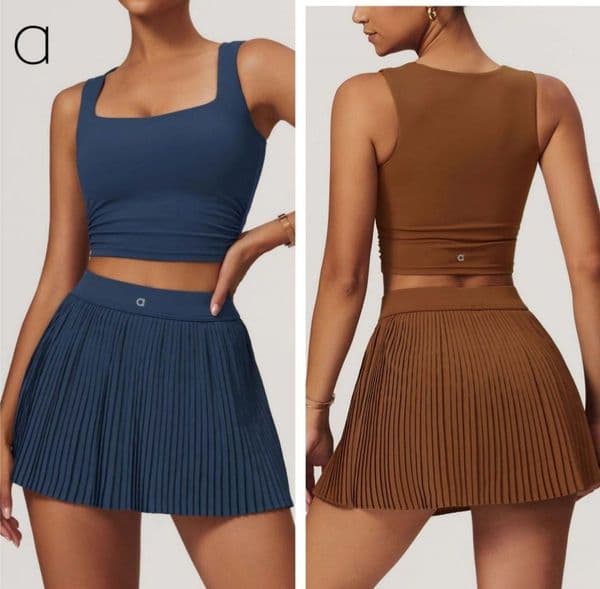 A651 Women Vest Running Top Sports Outdoor Fiess Tennis Anti-exposure Yoga Skirt