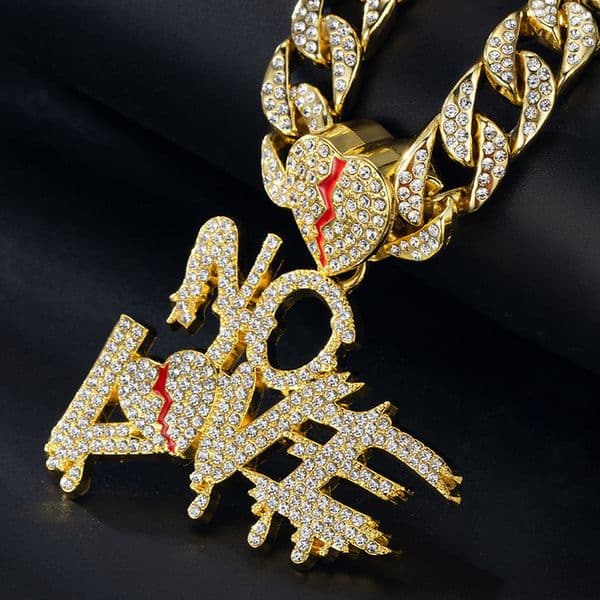 Hip hop jewelry designer S925 moissanite letter heart pendant Hip hop Cuban necklace gift