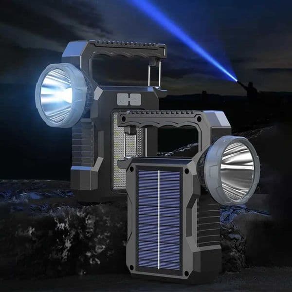 Solar Portable Powerful Rechargeable Flashlight Searchlight COB LED Work Light Lantern Outdoor Camping Lamp For Hiking FishingR260528