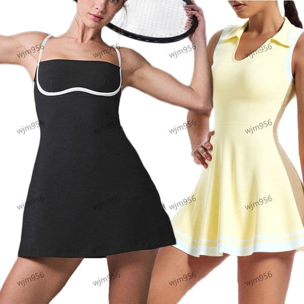 Yoga Short skirt dress stripe Color-block Sexy Sling clothes women designer sets skirt Golf Tennis Skirt Breathable Outdoor Gym Clothing women Sports Jumpsuit dress