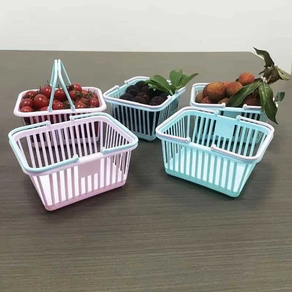 5pc Macaron Color Mini Storage Baskets with Handle Fruit Cosmetics Stationery Organizer Desktop Bathroom Organization Basket Set J260528