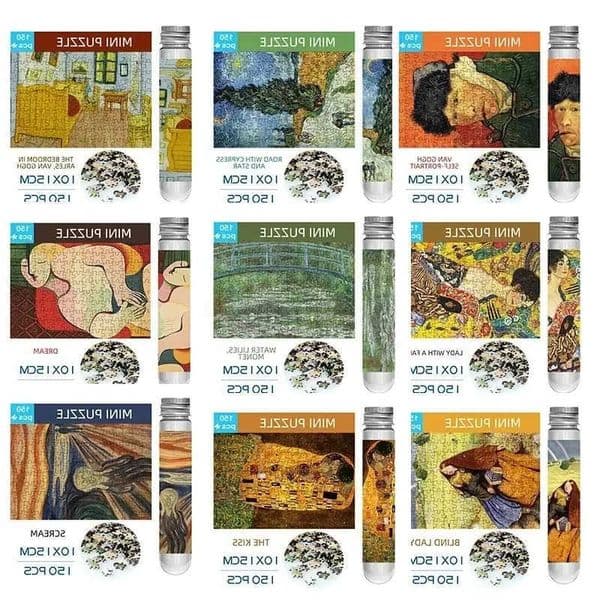 MaxRenard Jigsaw Puzzle 150pcs Mini Test Tube 1510cm Travel Game World Famous Van Gogh Oil Paintings Puzzles for Adults M260528