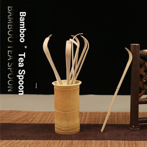 Bamboo handmade handcrafted spoon, old bamboo needle, carbonized scoop, tea ceremony accessories