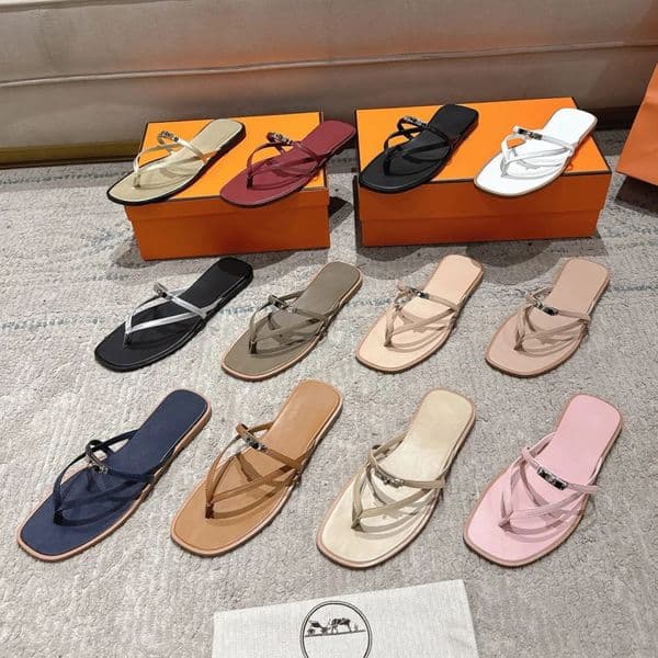 Men's and women's fashionable luxury letter flat rubber leather sandals, casual pin holder summer beach retro lock shoes designer brand women's sandals