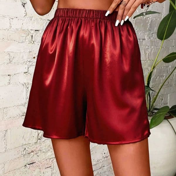 Casual versatile womens shorts satin silky elastic waist fashion shorts L260528