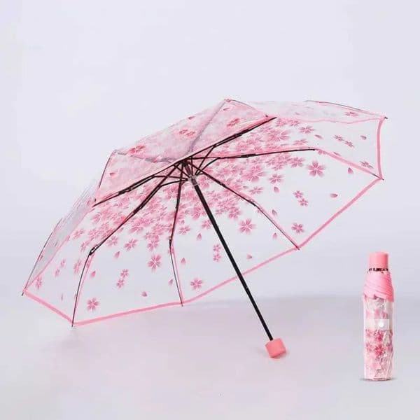 202 New Transparent Sakura Anti-Literature perfume Folding Umbrella Wind cologne And Water Resistant Umbrellaxj24080 Free Shipping 1 020