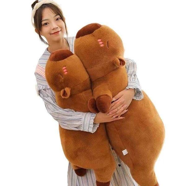 Kawaii Capybara Long Sleep Pillow Stuffed Capibara Plushie Cute Fluffy Doll Soft Sofa Cushion Nap Sleeping Toys for Home Bed W260528