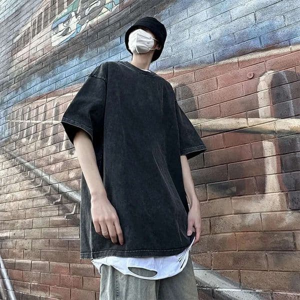 Washed Vintage Men Women T Shirts Street Hip Hop Retro Punk T Shirt Harajuku Casual Cotton Short Sleeve Acid Wash Tshirts Tops 240810 D00