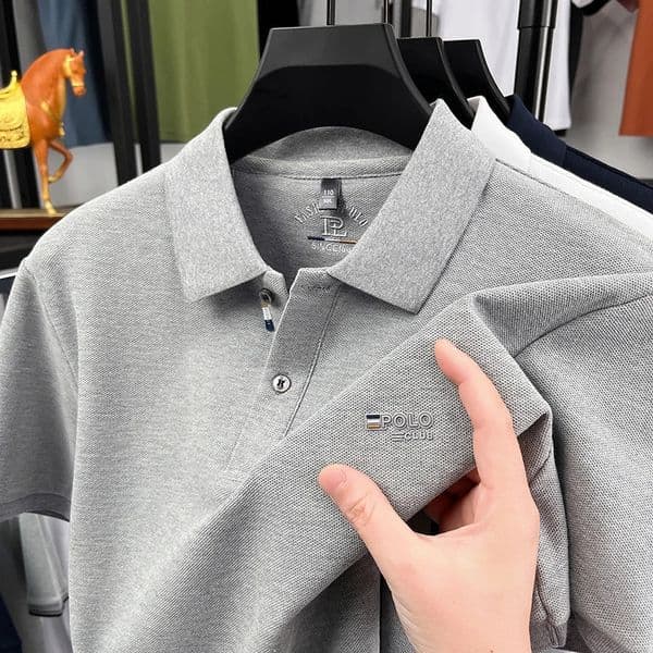 Summer Short Sleeve Polo Shirt for Men Business Casual High-Grade Turn-Down Collar Top Half-Sleeve T-Shirt Base Layer 260527