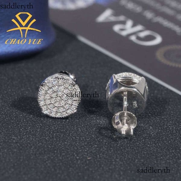 S sier moissanite INS new round temperament hip-hop personality earrings