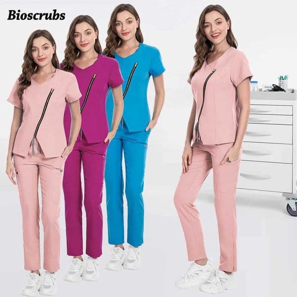 High-end Beautician Wear Operating Room Medical Scrubs Set Dentist Overalls Women Nurse TopPants Hospital Pharmacy Nursing Suit X260528