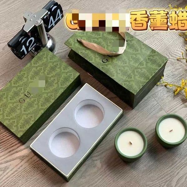 scented candles with carved avocado design in green cup home fragrance candles two-piece gift box set T260528