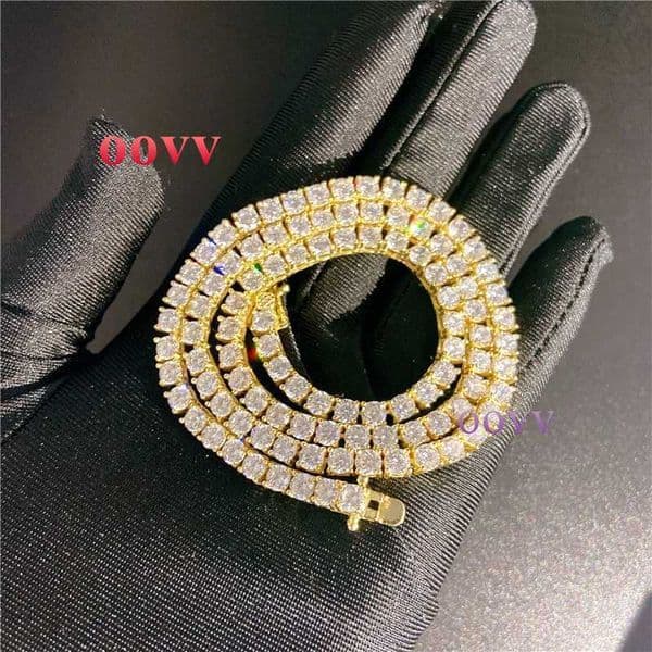 moissanite tennis necklace Customized Personal Luxury Solid 14k Gold Jewelry Vvs White Color Loose moissanite diamond tennis chain for men