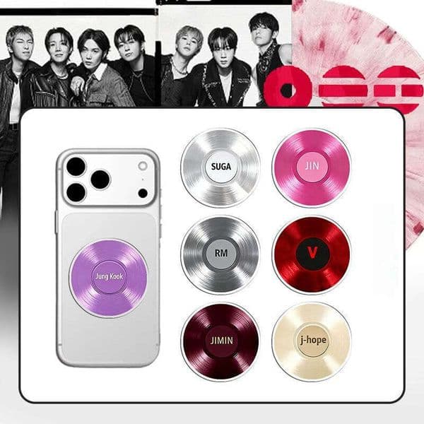 BTS BT21 Kpop Album Acrylic Phone Stand Vinyl Disc Lazy Bracket Cute Cartoon Desktop Mobile Phone Holder Convenient Desk Decoration Gift