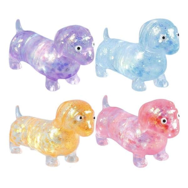 Creative Sparkling Powder Sausage Dog Pinch Soft Maltose Texture Stress Relieving Toy Slim Fingertip Toy for Kids Office Worker M260528