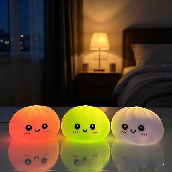 LED Glowing Bun Squishy Light-up Bubble Spitting Steamed Bun Realistic Food Stress Aesthetic Off Desk DecorJ260528