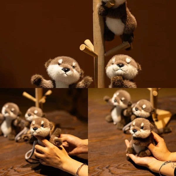 Adorable Otter Plush Keychain Cute Stuffed Otter Animal Key Ring Soft Lifelike Otter Doll Pendant for Bag Key Decoration L260528