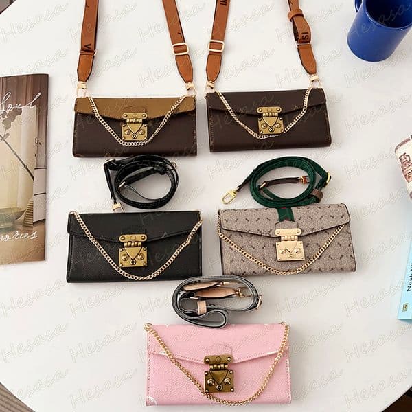 Brand Designer Wallet Phone Case for iPhone 17 Air 16 Pro Max 15 14 Plus 13 12 11 Leather Folio Purse Portable Shoulder Bag Cover Samsung Galaxy S26 S25 S24 S23 S22 Ultra