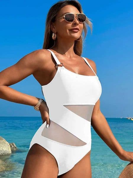 Hollow Out 2026 Swimsuit Women Swimwear Sexy One Piece Suits See Through High Cut Beachwear New Bathing Suit Bandage Bodysuit M260527