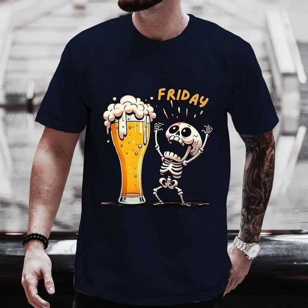 2026 Summer New Mens T-shirt - Beer Festival Fashion Print T-shirt Beer Lovers Finally Have Friday To Celebrate D260528