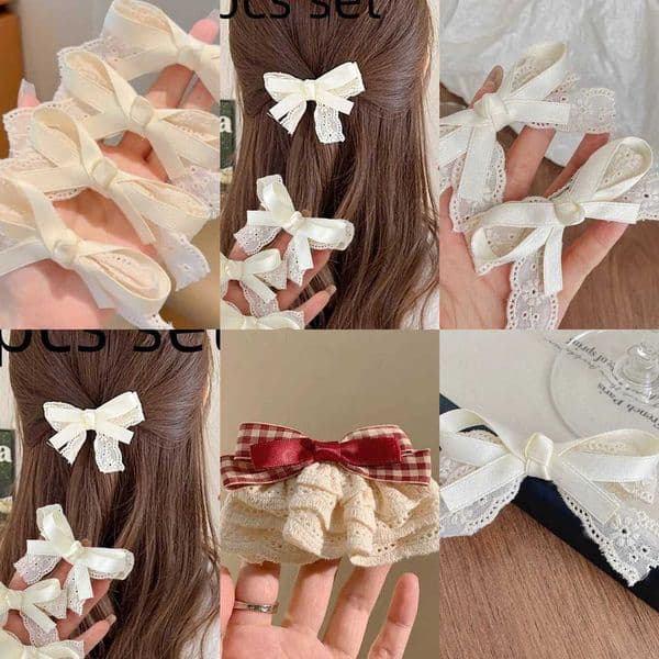 New Fashion Lace Bow Hair Clip White Bow Hair Accessories for Girl Children Sweet Lace Bow Kid Hairpins Headwear Clip Barrettes Z260416 Y260528