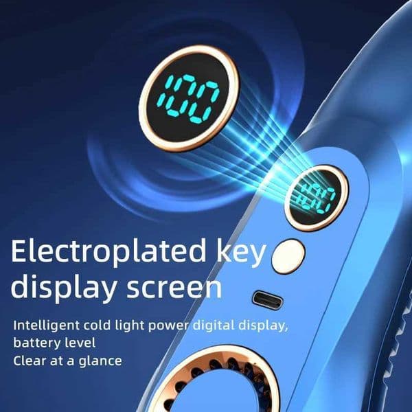 New Summer Portable Mini Hanging Neck Fan Bladeless Neckband Fan Digital Display Power Air Cooler USB Rechargeable Electric Fans C260528