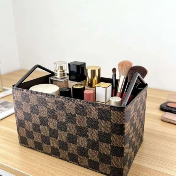 Designer Desktop Luxury Box art Large Capacity Miscellaneous Cosmetic Tray Model Living Room Leather Storage Basket Free Shipping 6 022