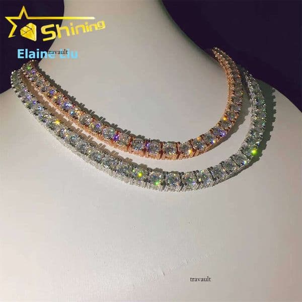 Hip-Hop Jewelry Vvs necklace Silicon for women Stone Iced Out 6.5mm Bracelet jewlery Sier Tennis Chain Necklace