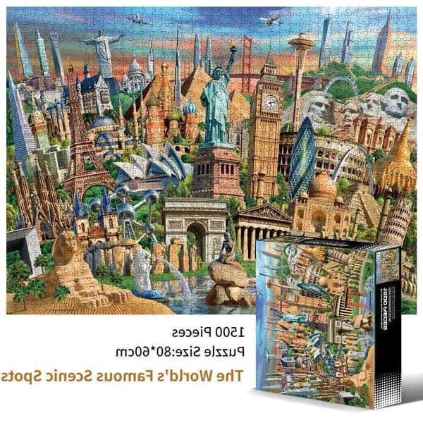 8060cm Adult 1500pcs Paper Jigsaw Puzzle The Worlds Famous Scenic Spots Landscape Paintings Stress Reducing Toy Christmas Gift M260528