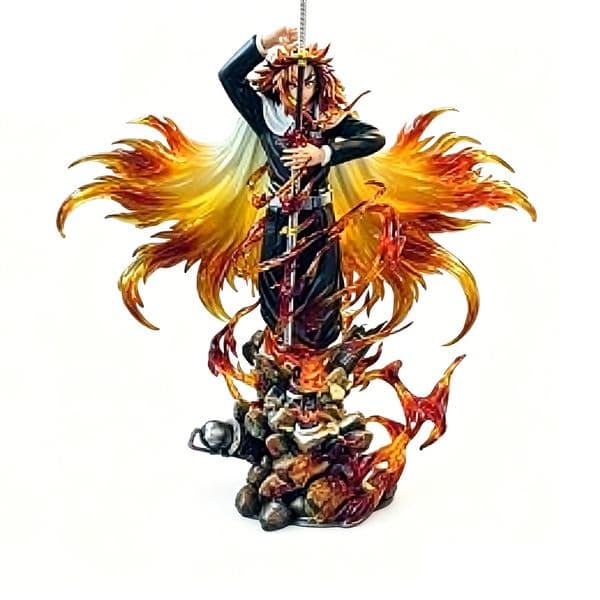 2025 new Action Toy Figures 30cm Demon Slayer Anime Rengoku Kyoujurou Figure Gk Statue Figurine Model Doll Collection Room Decoration Desk T