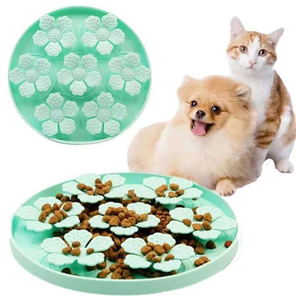 1 Pcs Pet Flower Bowl Silicone Suction Cup Dog Cat Round Increase Eating Fun Slow Feeding Placemat W260528
