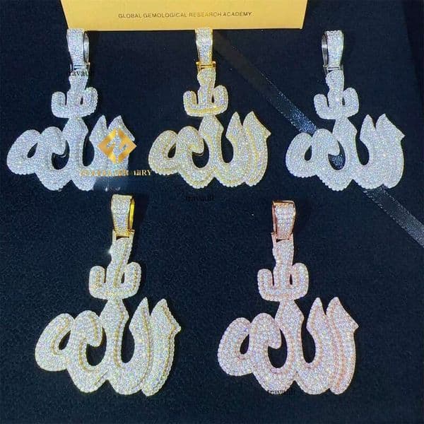 Icy Shiny Jewelry Hip-Hop Sier White Gold Rose for women jewlery necklace VVS1 Inlaid Stone Fire Ala Pendant Necklace Set