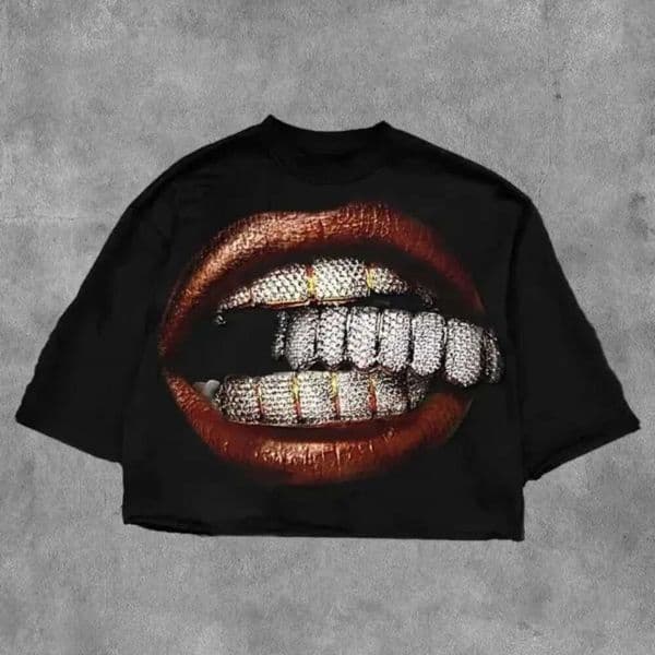 Men's T Shirts 2000S Vintage Casual Girl Print Women's Tshirts Short Sleeve O-Neck Streetwear Harajuku Gothic Tee Crop Top Men Woman C87