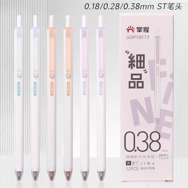 High-Quality Ultra-Fine Retractable Gel 0.18Mm, Stylish Black 0.28Mm Student Pen, 0.38Mm Smooth Writing Pen