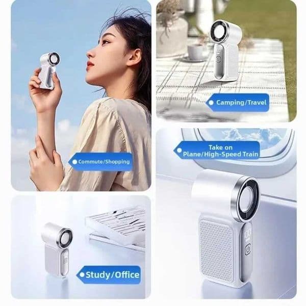 6 Gear Wind Mini Portable Fan Air Turbo Tech LED Display Handheld Turbo Fan Adjustable Ultra-quiet USB Rechargeable Fan Home C260528