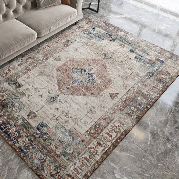 vintage rug Bohemian Retro Carpet - Large Area Bedroom, Living Room Slippery Carpet, Lounge Floor Mat, Home Decoration