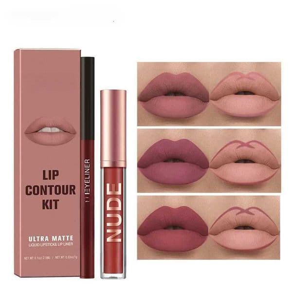 2pcs Lipstick Lipliner Pen Set Matte Waterproof Lip Liner Pencil Contour Makeup Sexy Red Lip Stick Long Lasting Cosmetics M260527