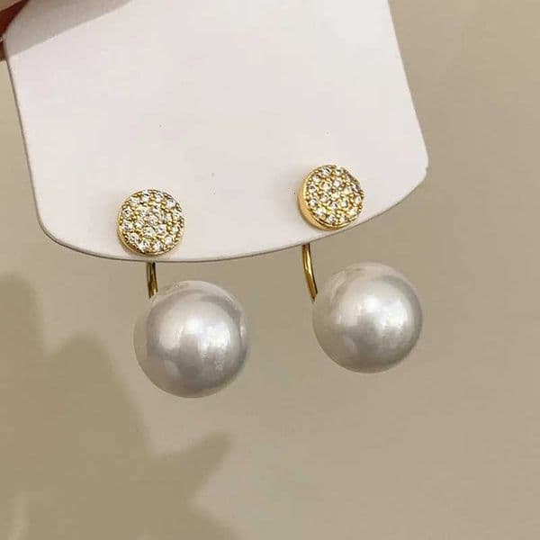 Gold Color Zircon Shell Pearl Geometric Stud Earrings for Women Party Classic Fashion Jewelry Light Luxury Accessories M260527