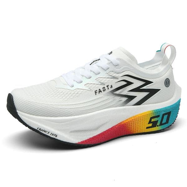 Unisex White Breathable Mesh Running Shoes Non Slip Shock Absorbing For Outdoor Sports Training