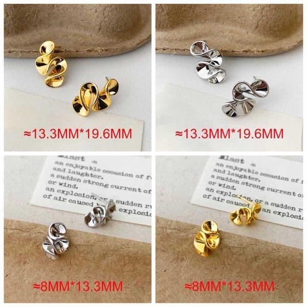 Silver Color wrinkled Twisted flower Stud Earrings for Women Trendy plant Fashion Jewelry personality Accessories M260527