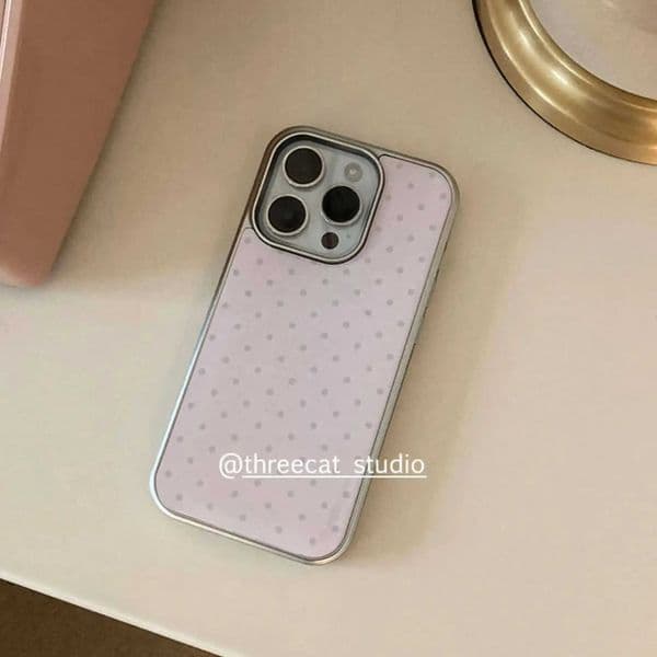 Korean ins Girl Heart Pink Early Retro Polka Dot Cute Phone Case For iPhone 17 Air 16 E 15 14 13 12 11 Pro XR Max 7 8 Plus Cover Z260528