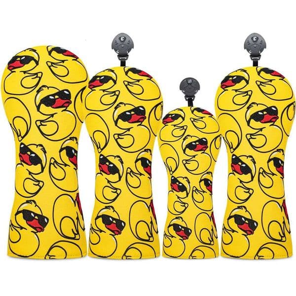 1pc Golf protective cover, small yellow duck pattern design, golf club accessories, dust-proof and durable head cover 26L0528