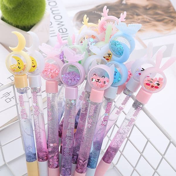 Ins-Style Girly Sequin Gel With Oil-Filled Liquid Sand, High Aesthetic Student Pen, Creative Stationery, Office Signature Pen