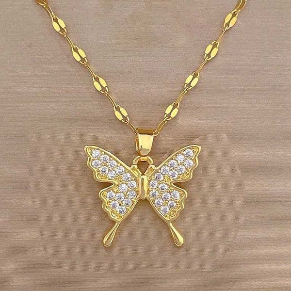 Titanium Steel Butterfly Charm Necklace for Women Versatile Clavicle Chain Elegant Lightweight Jewelry Accessory L260527