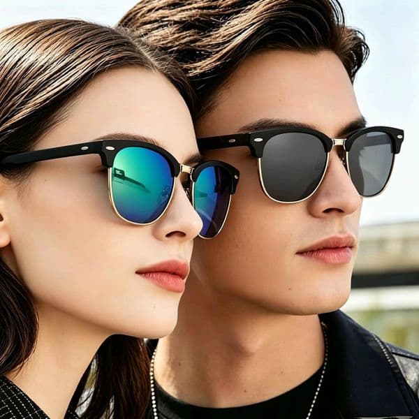 European And American Retro Designer Outdoor Glasses Luxury New Polarized Men's And Women's UV Resistant Rice Studs High-quality Trendy Cycling Sunglasses