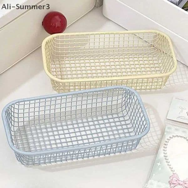 Desktop Storage Basket INS Metal Sundries Organizer Basket Photocard Case Office Stationery Home Supplies Make Up Sorting Holder J260528