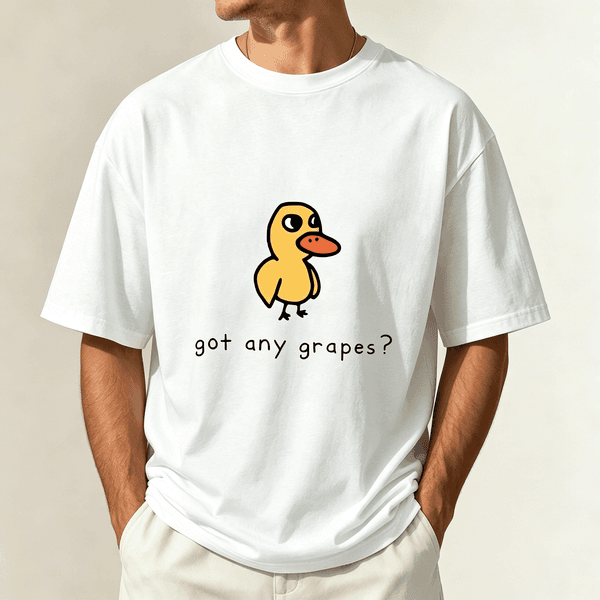 Got Any Grapes Funny Duck Meme Graphic T Shirt, Humor Cartoon Duck Tee, Summer Vibes Casual Shirt, Graduation Season Meme Gift